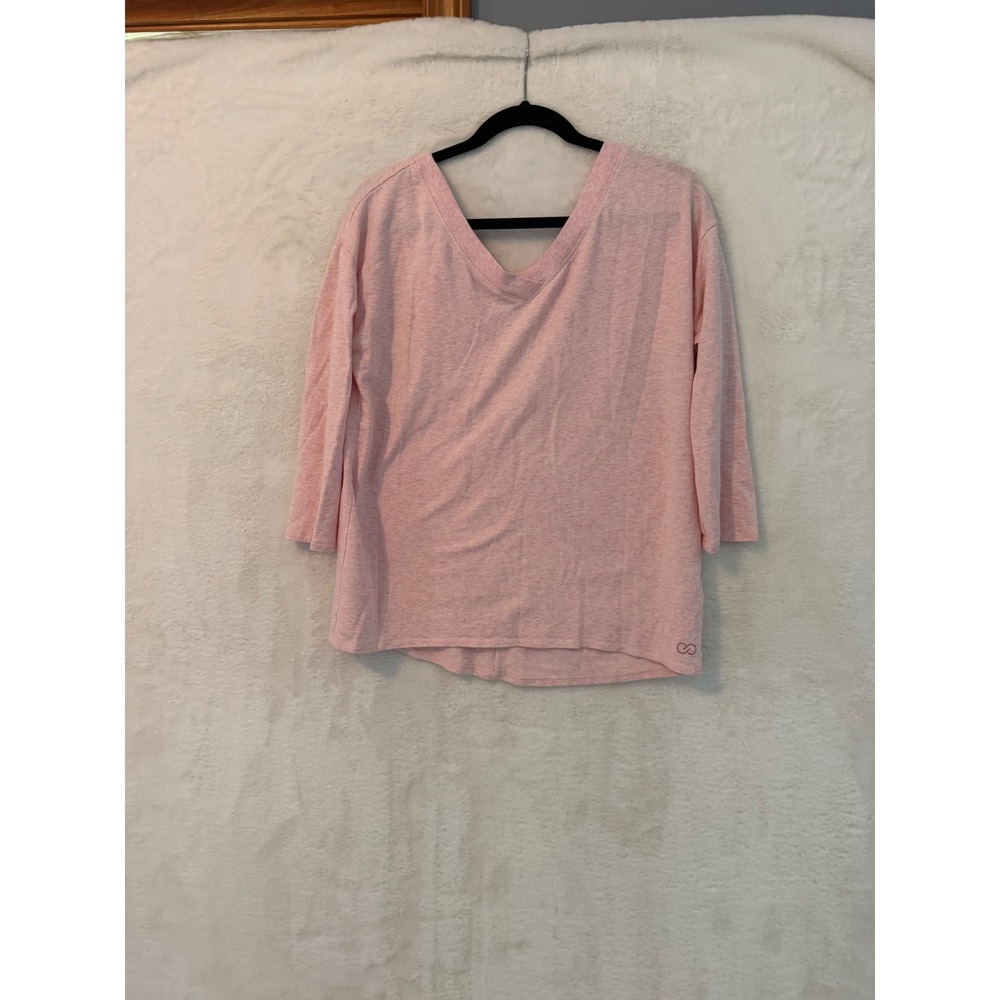 CALIA by Carrie Underwood Pink Heathered V-Back Long Sleeve Top Medium WAX31062H